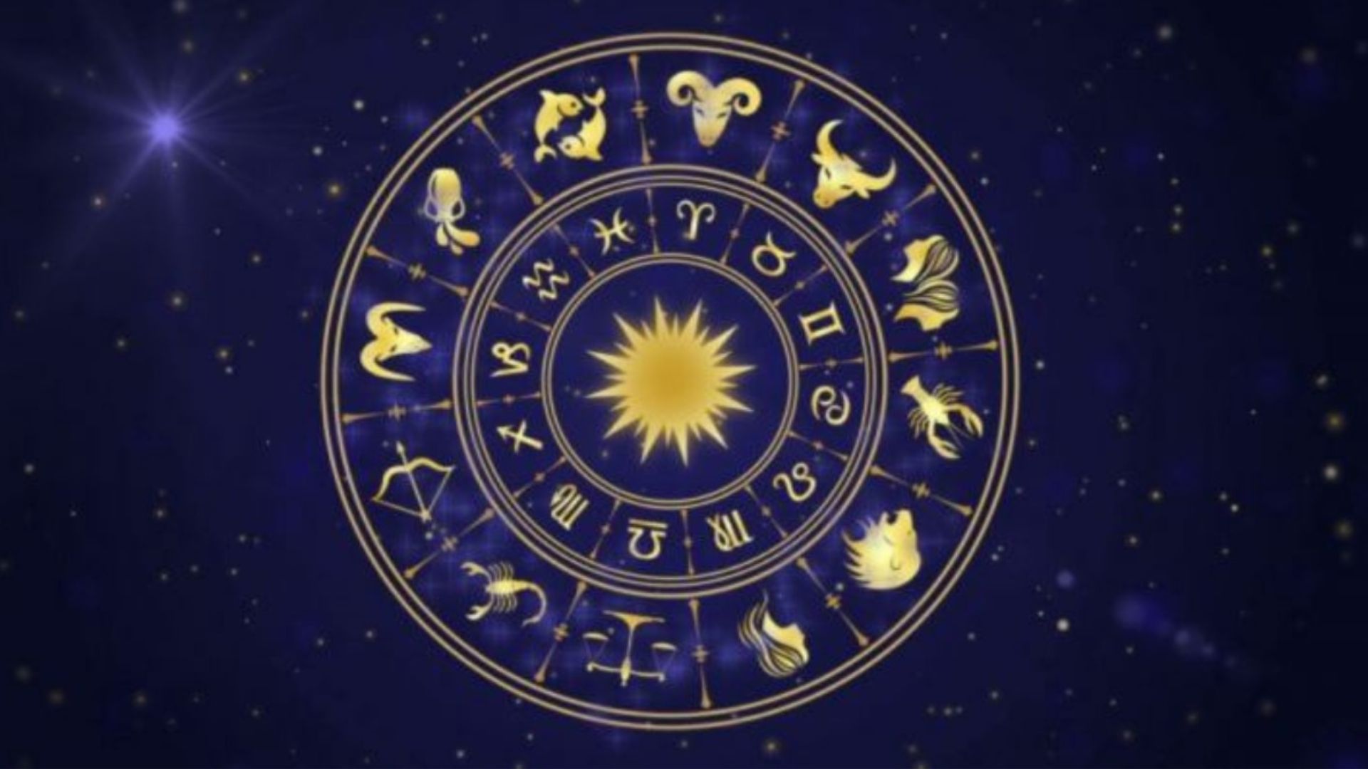 Blue Colored Zodiac Signs Wheel