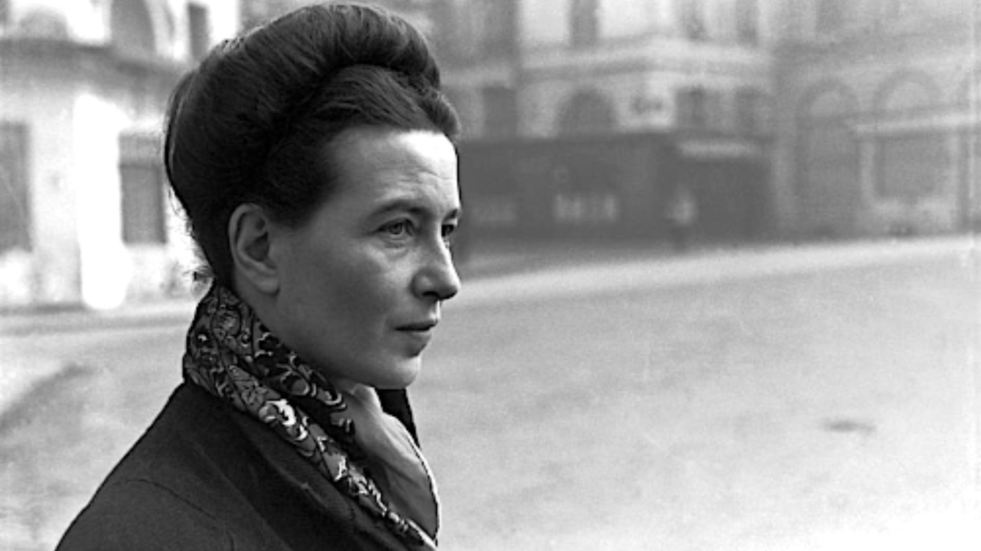 Black And White Shot Of Simone De Beauvoir 