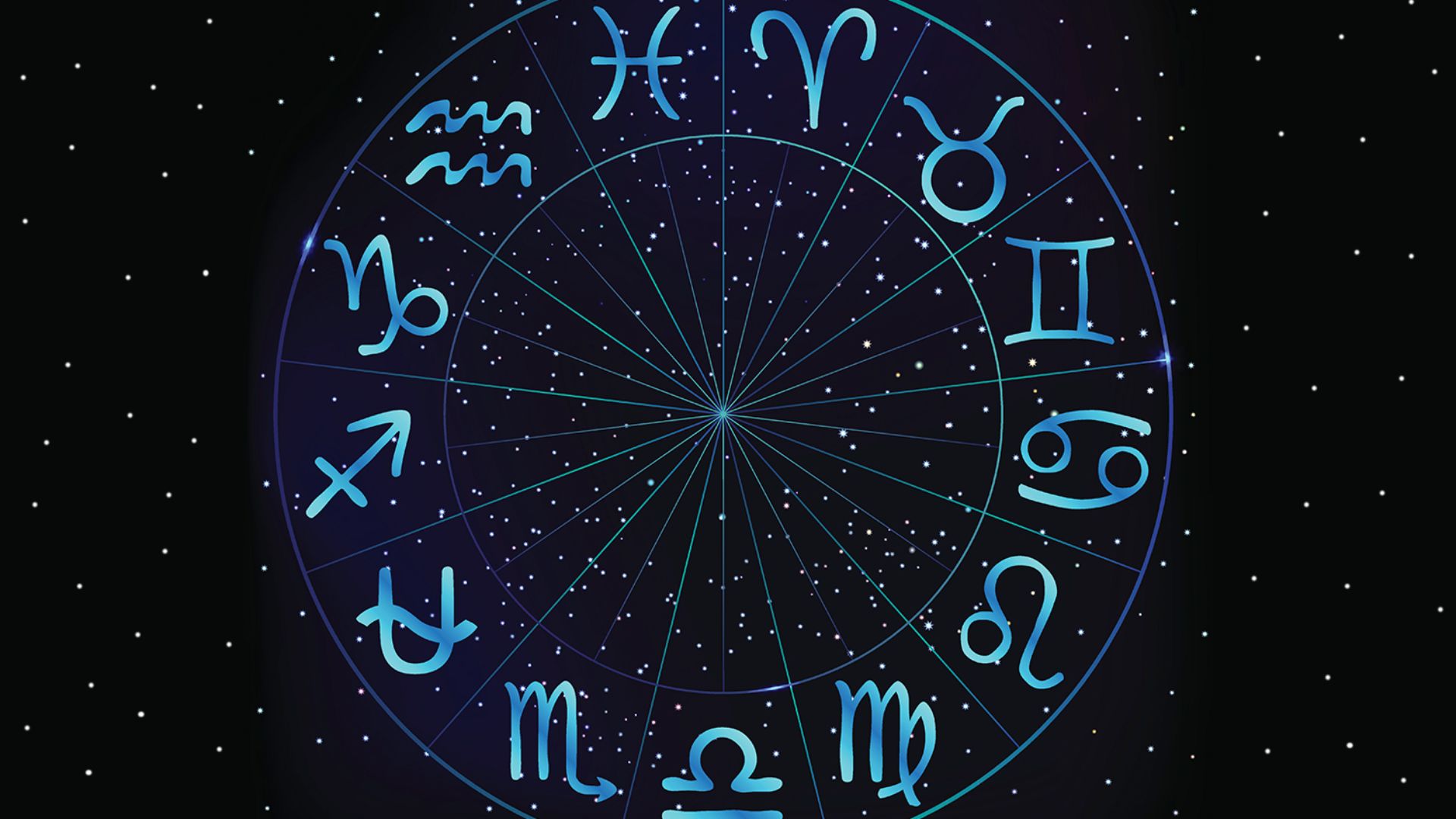 Zodiac Circle In Blue Circle