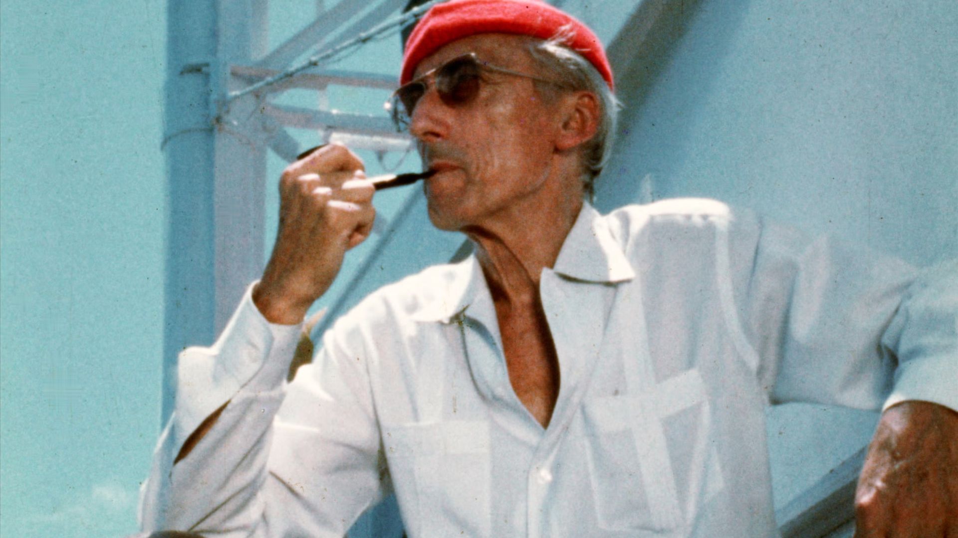 Jacques-Yves Cousteau Smoking From Smoking Pipe