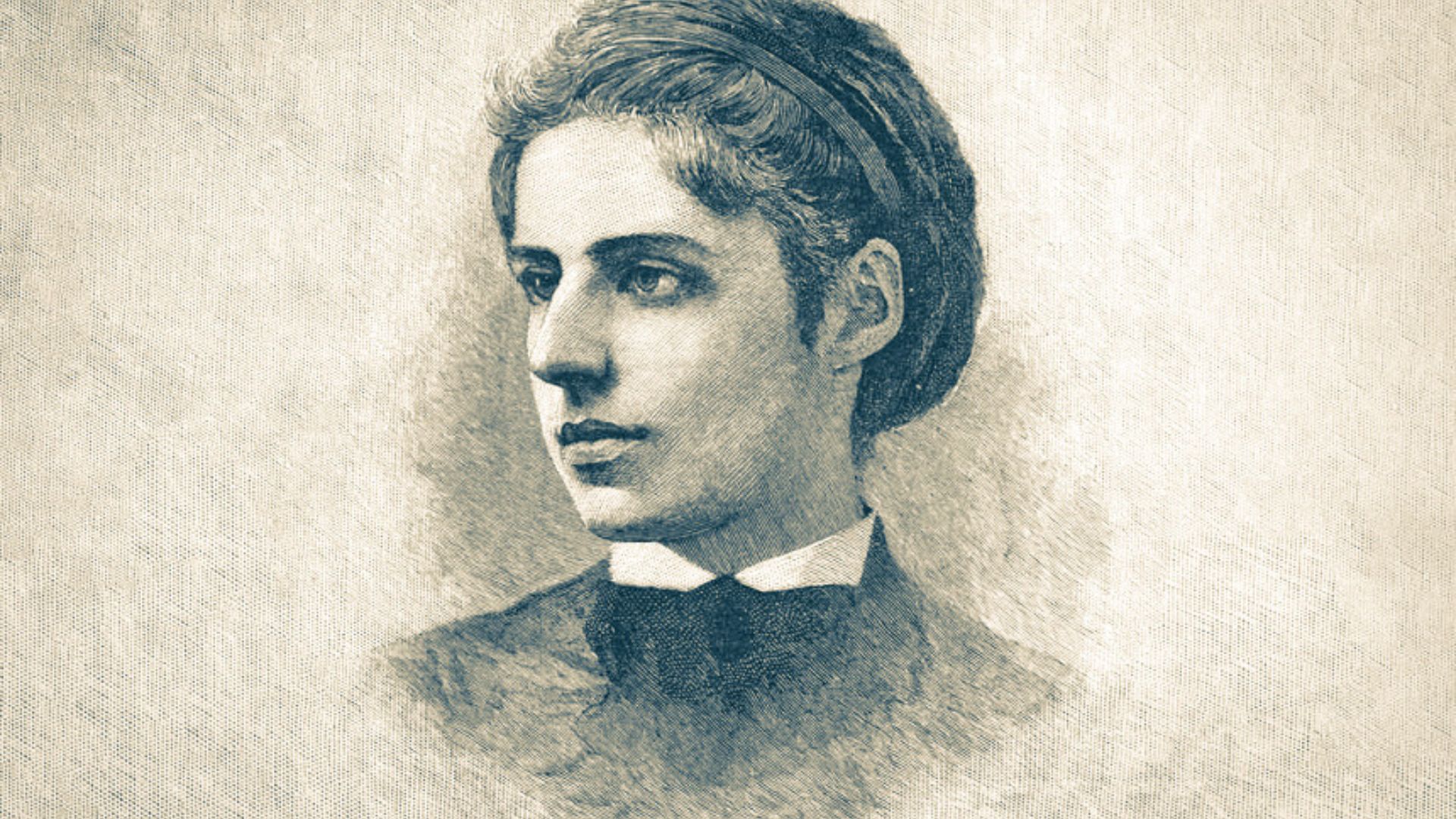 Emma Lazarus Wearing Black And White Suit