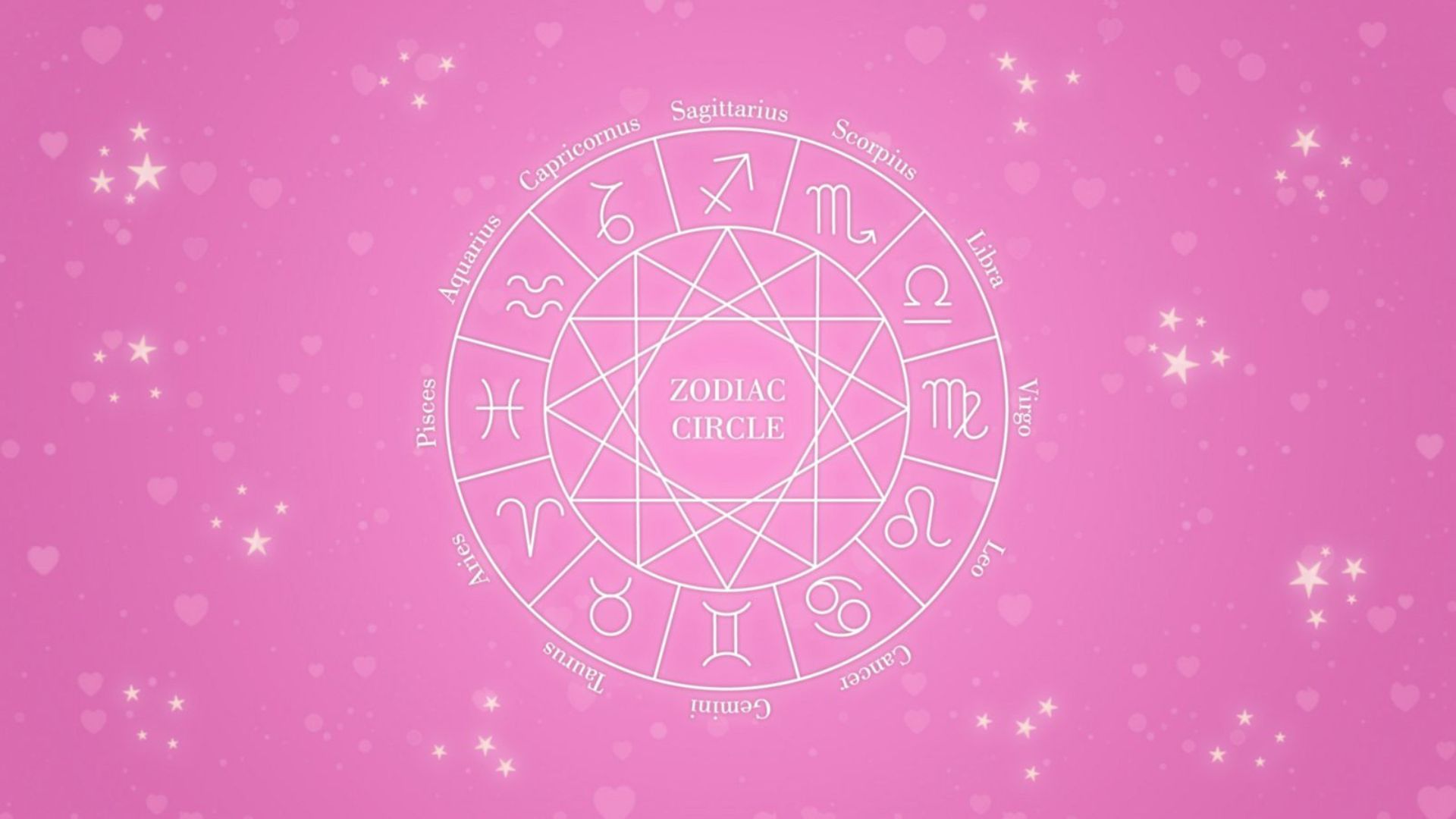 Zodiac Sign And Name In Circle With Pink Background