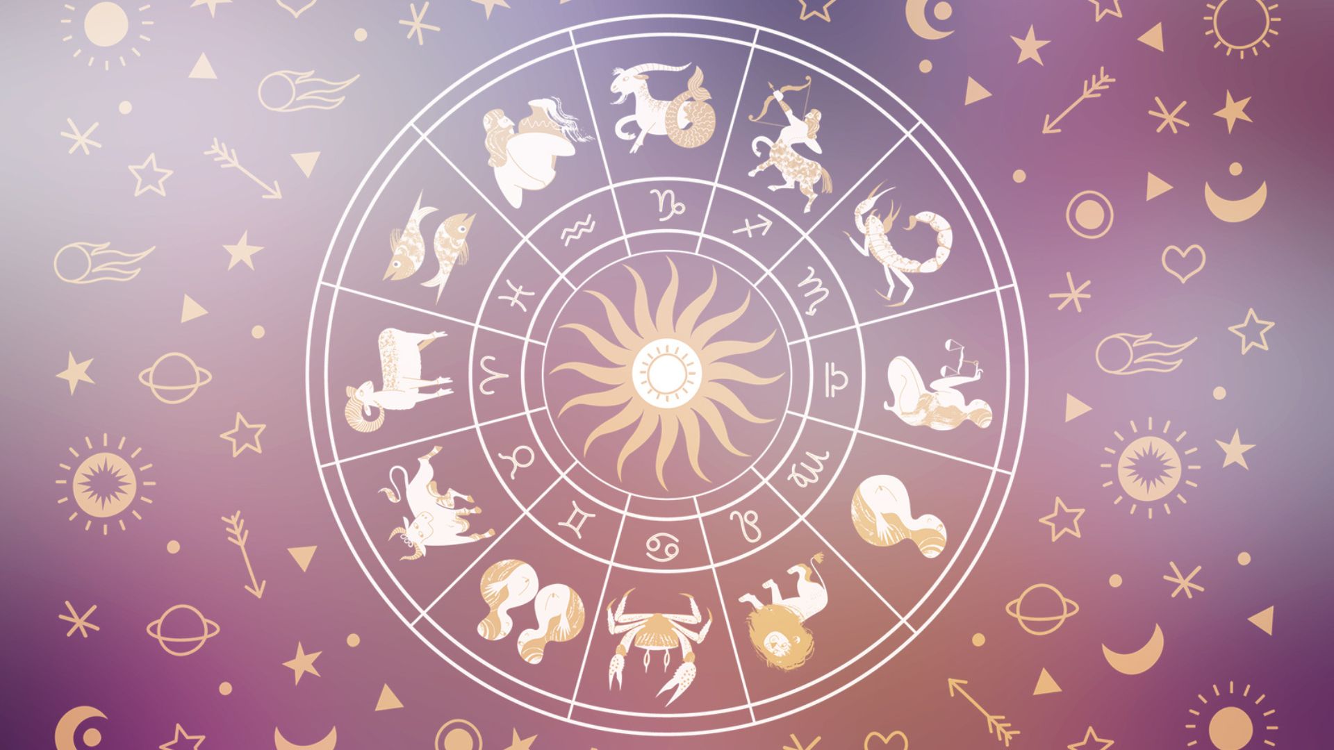 Pink Color Of Zodiac Circle And Their Symbols