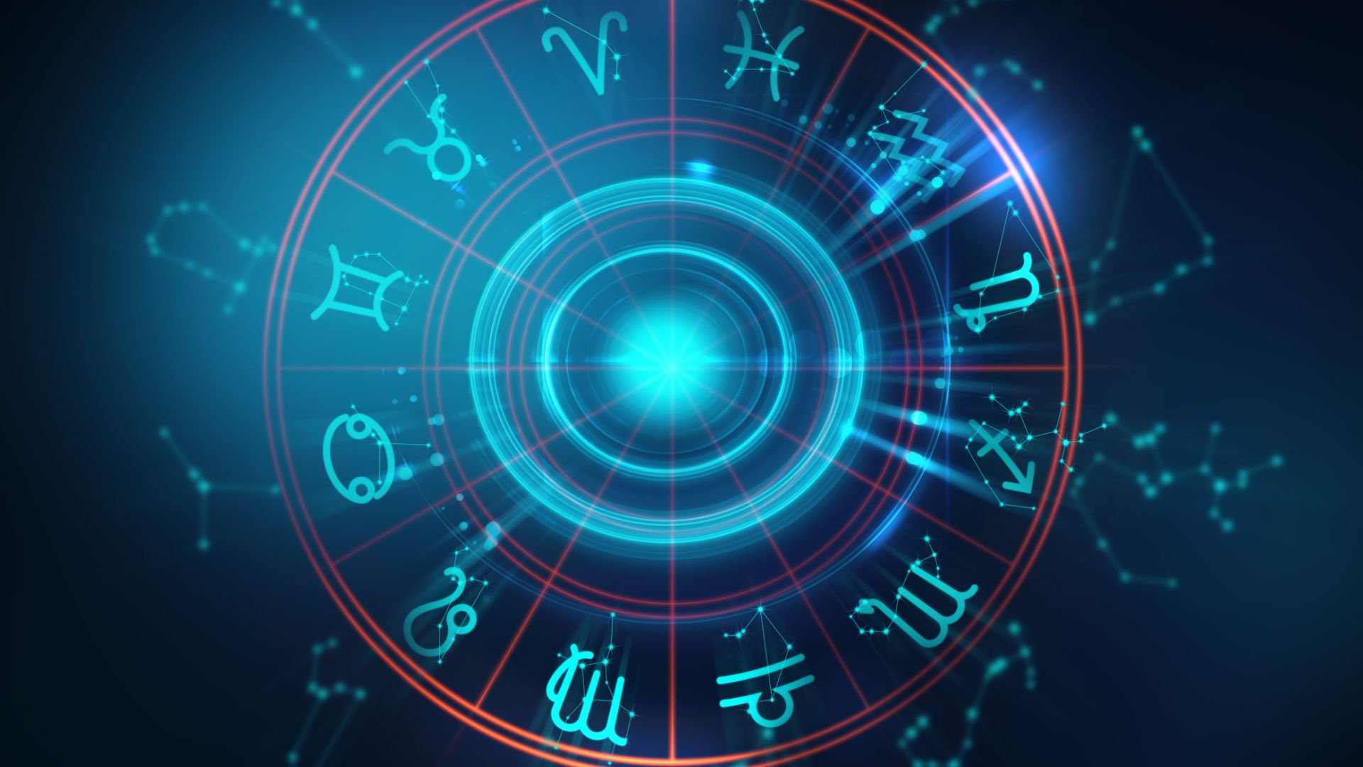 Zodiac Signs In Circle With Blue Color Theme