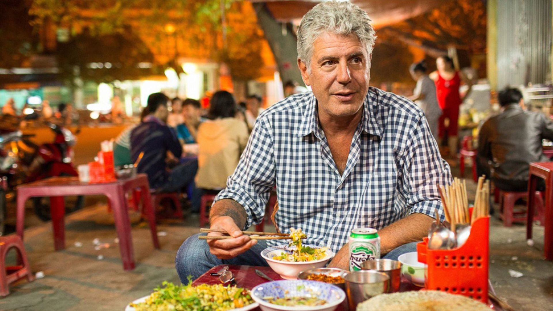 Anthony Bourdain Eating Different Dishes