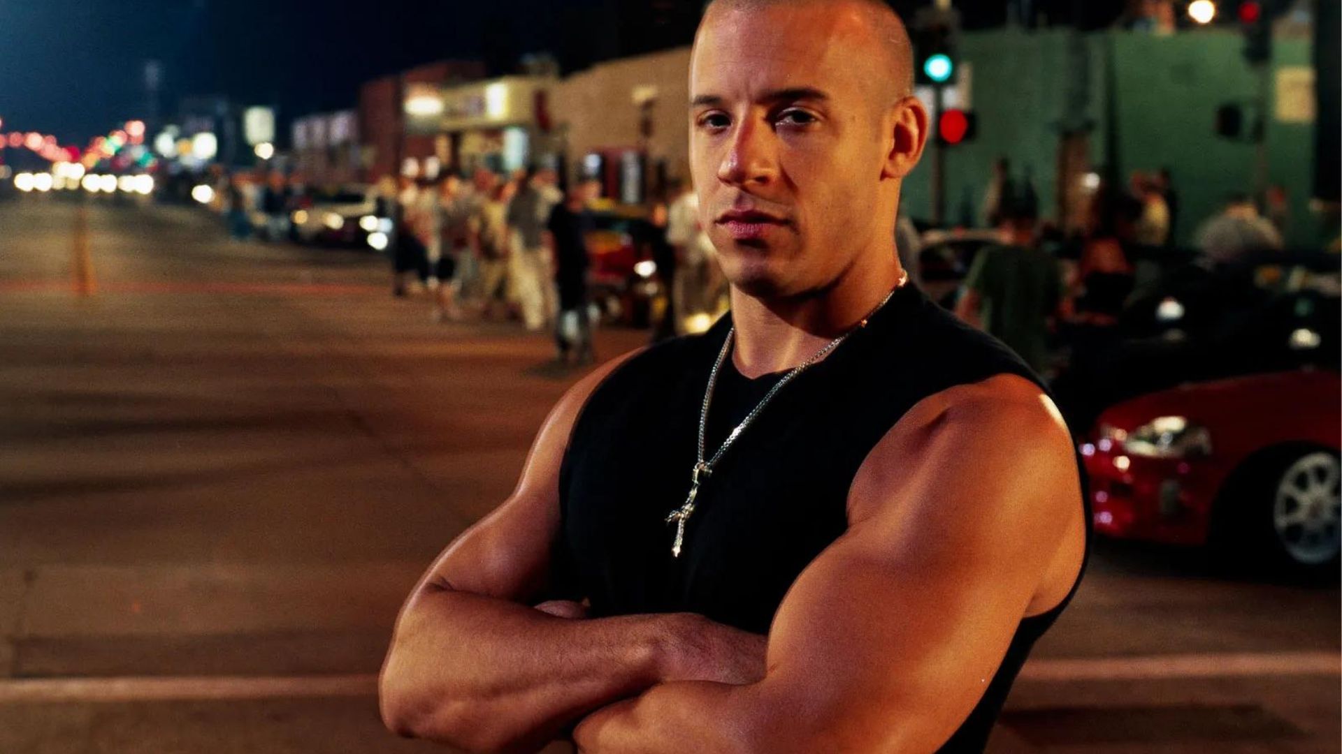 Young Vin Diesel Standing In Middle Of The Road