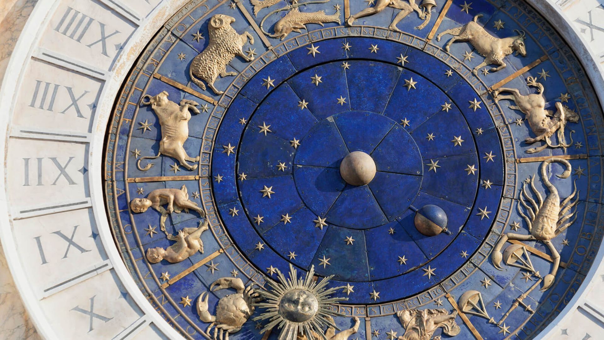 Zodiac Symbols Of Golden Color In A Circle