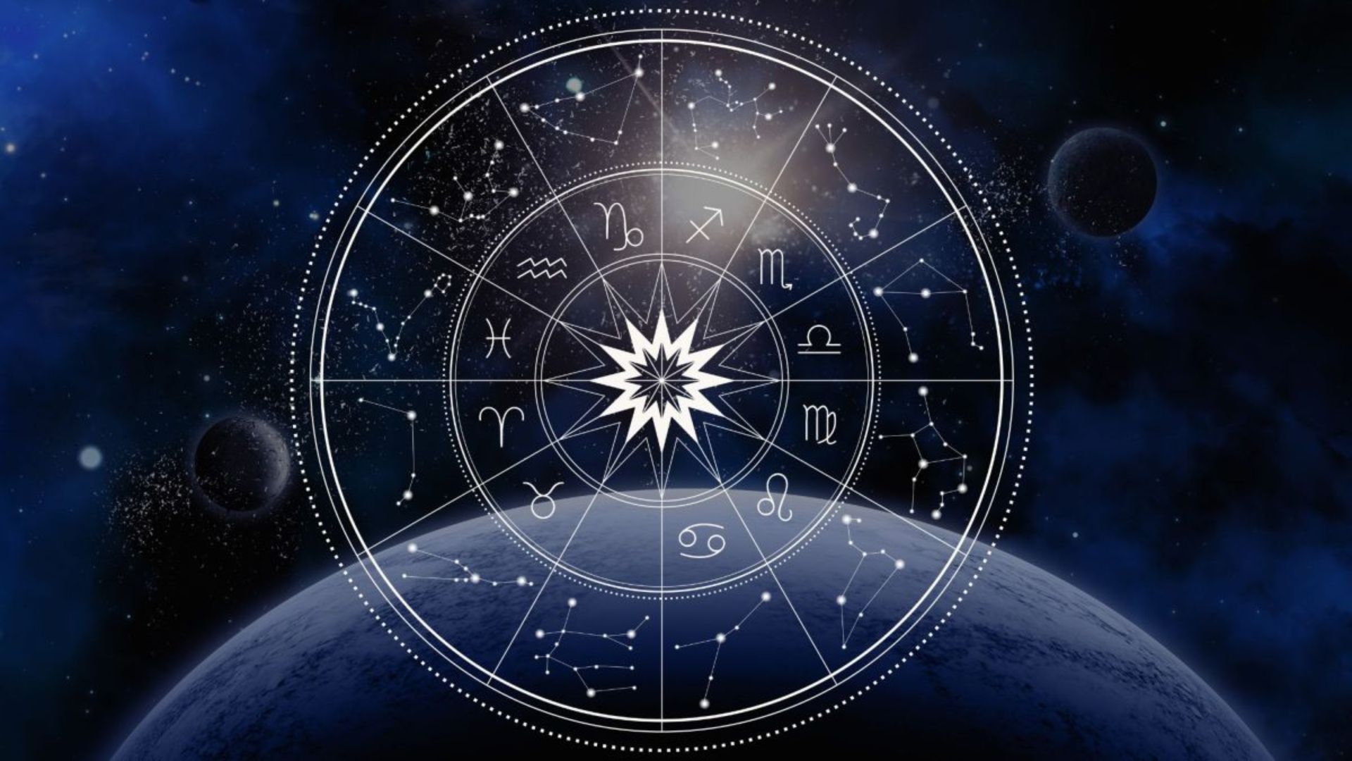 Zodiac Sign In A Circle With Star In Background