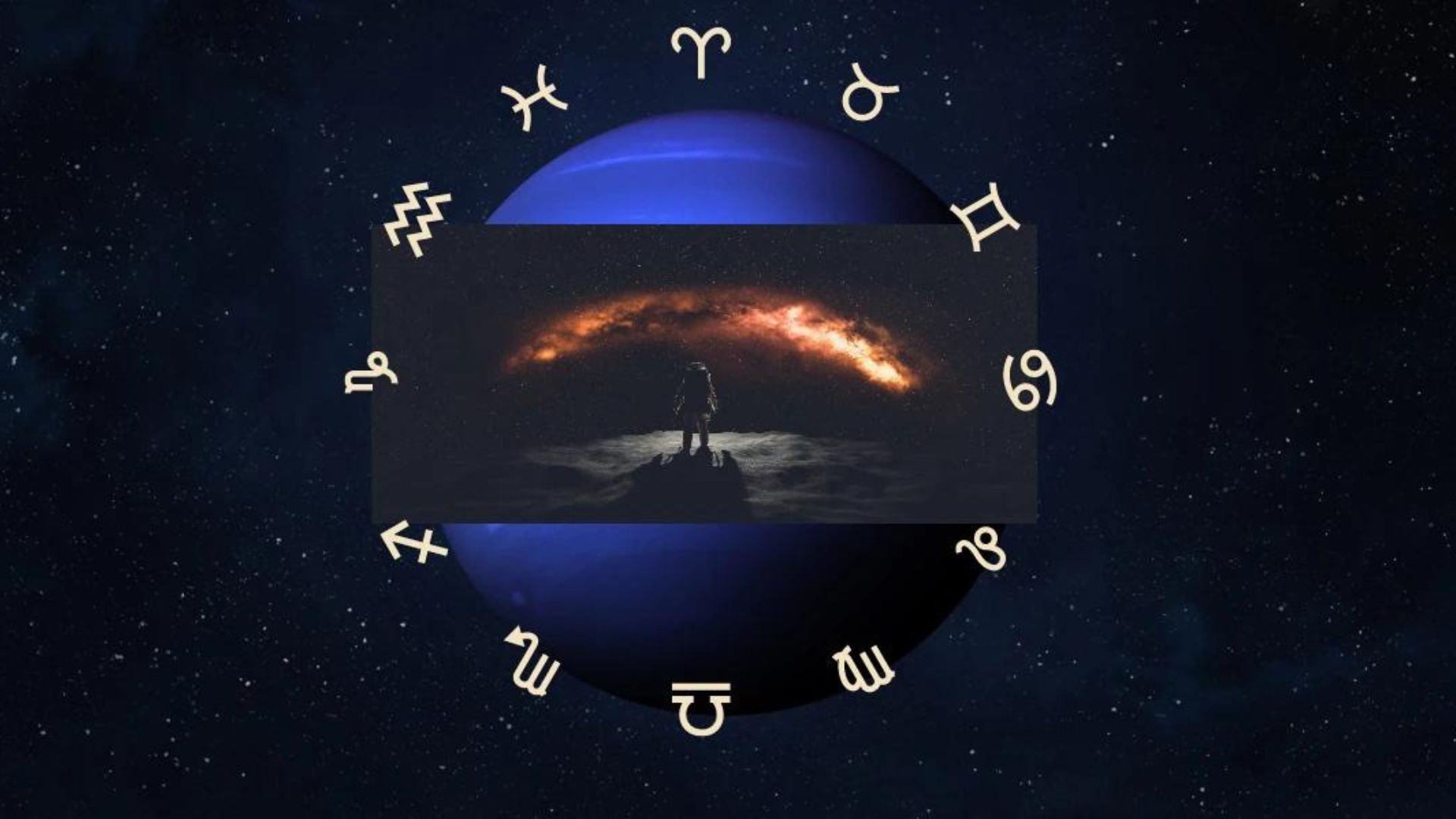 Zodiac Signs Around A Man Looking At A Galaxy