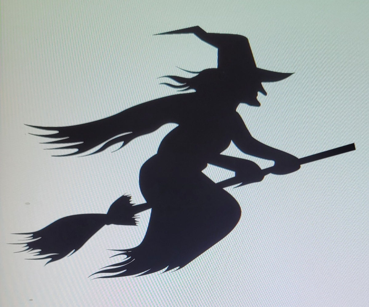 Witch Flying in a Broomstick