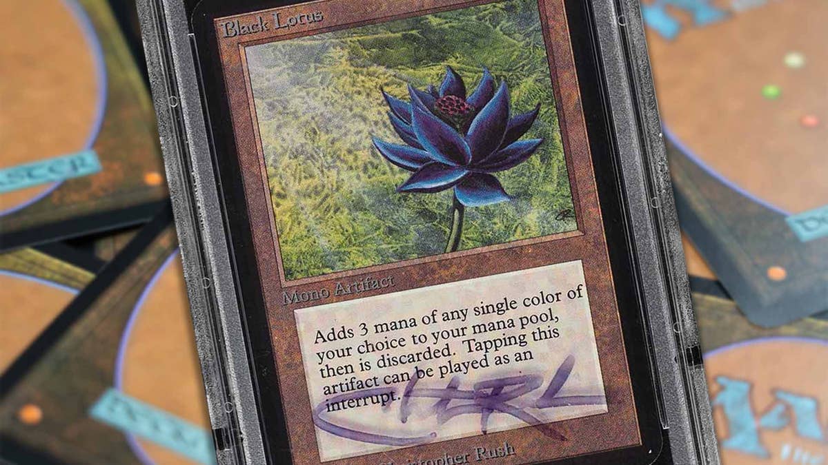 Black Lotus Card MTG card with Flower On It