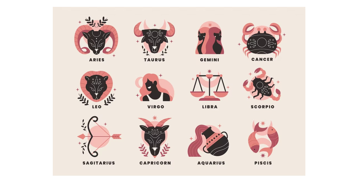 Pink Zodiac Symbols