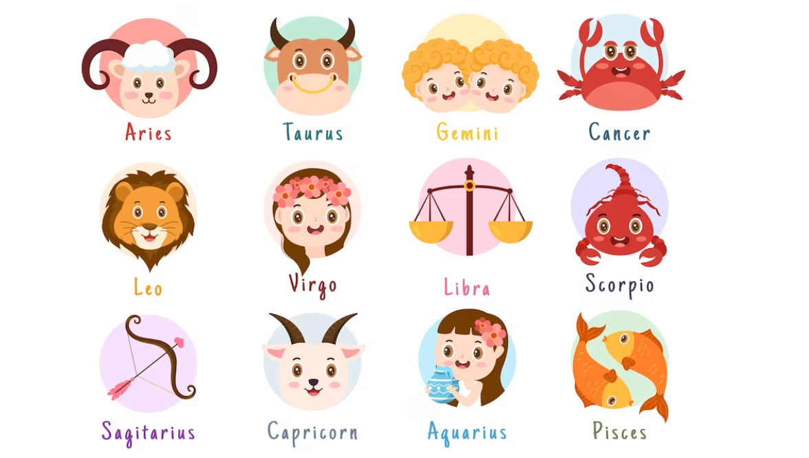 Twelve astrology symbols
