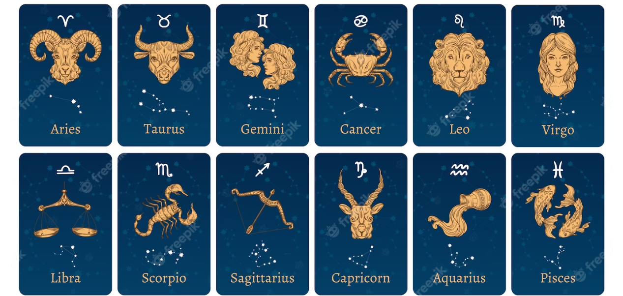 12 zodiac constellations and signs