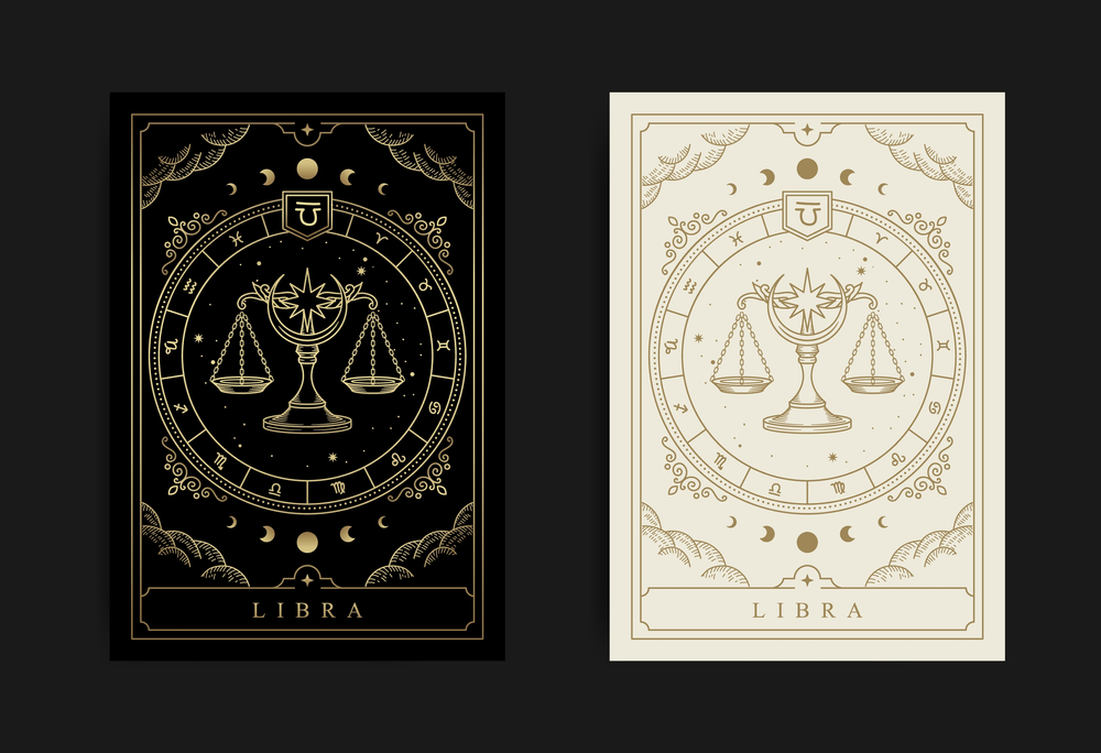 Black and White Libra Cards
