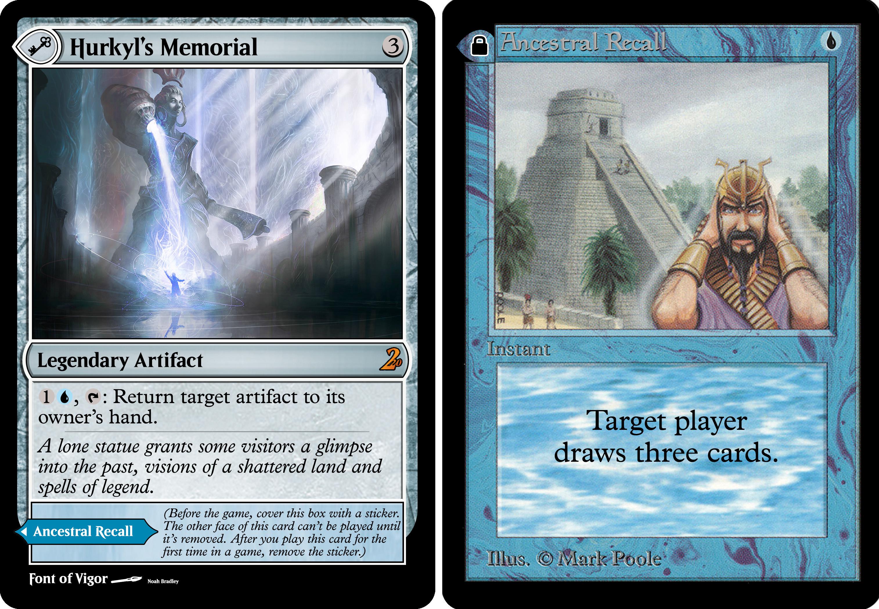Hurkyl's Memorial And Ancestral Recall Card In Blue Color