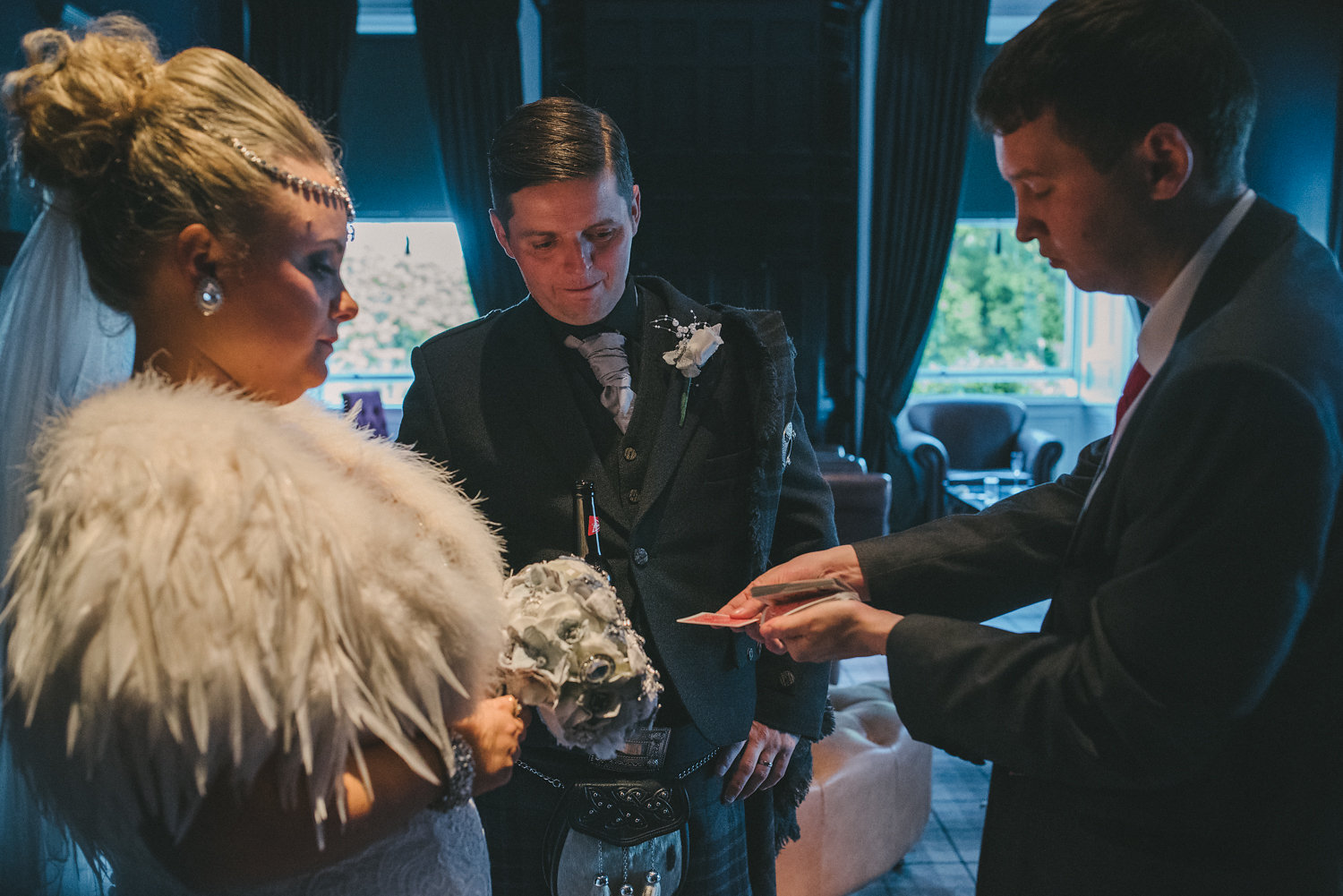 A Magician Doing Magic Tricks in a Wedding