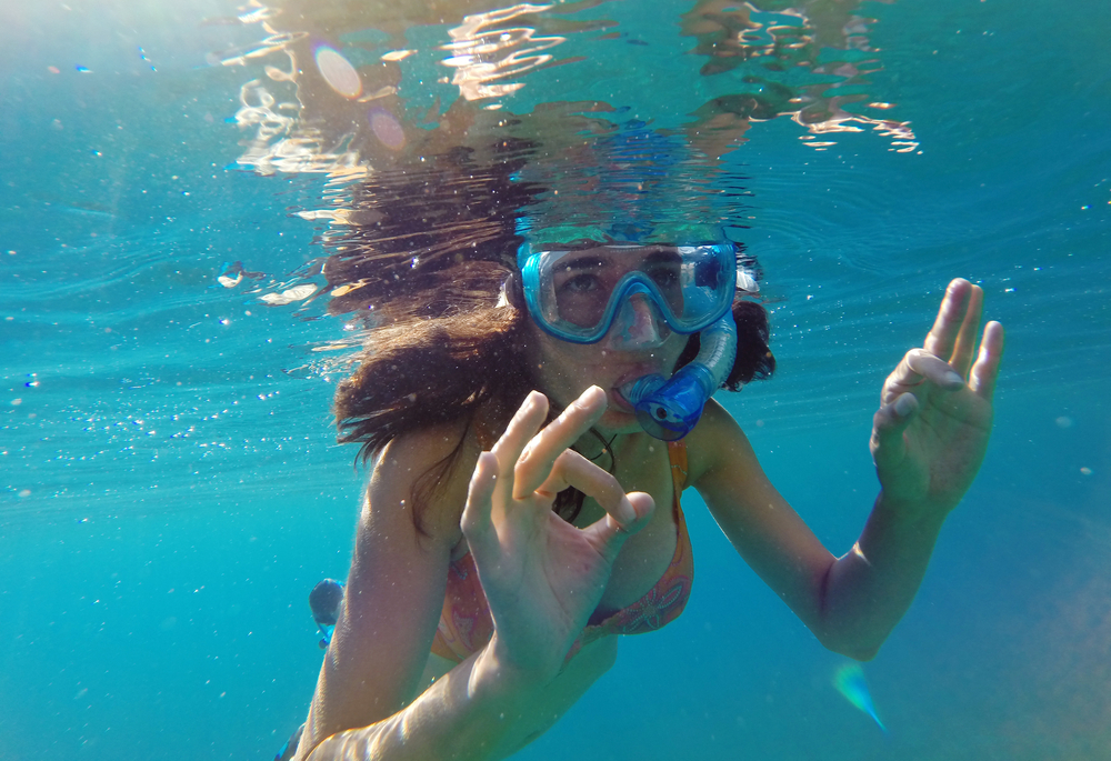 Underwater view of a woman snorkeling