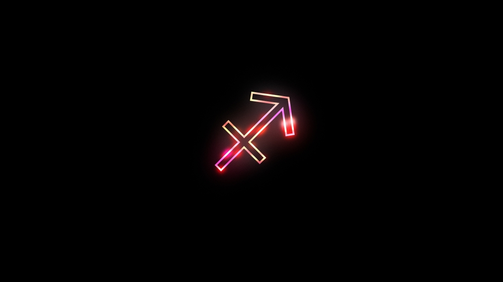 Neon light effects with colors zodiac signs sagittarius