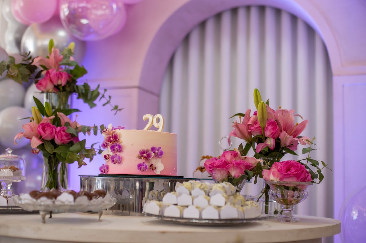 Flowers and Birthday Cake