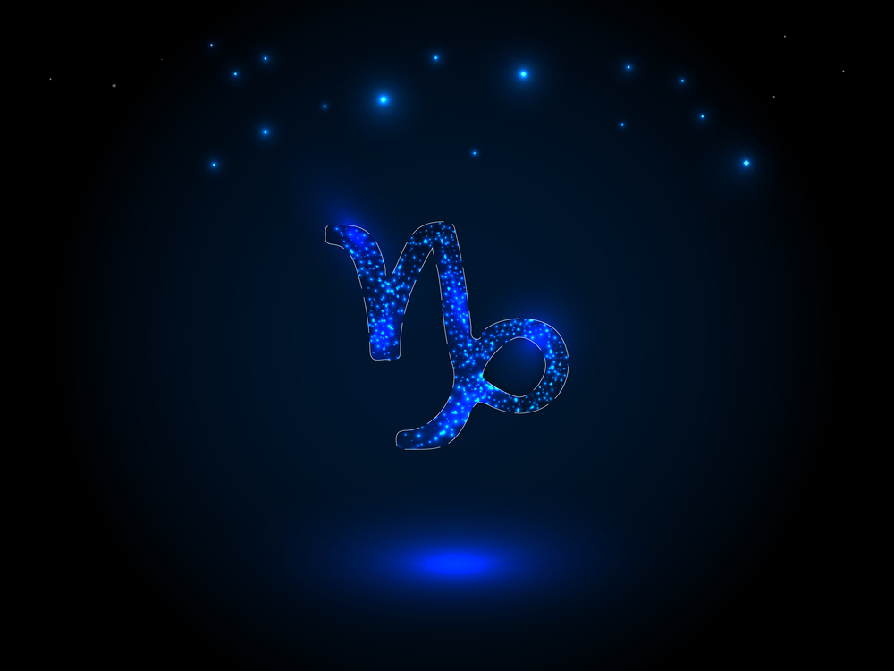 Capricorn Zodiac sign circle on a blue background, Stars, Circle of Life
