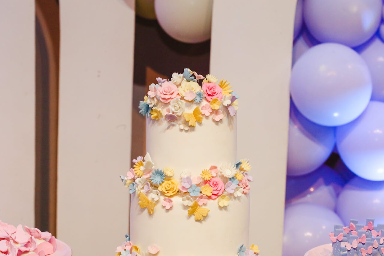 Pink Birthday Cake with Floral Design