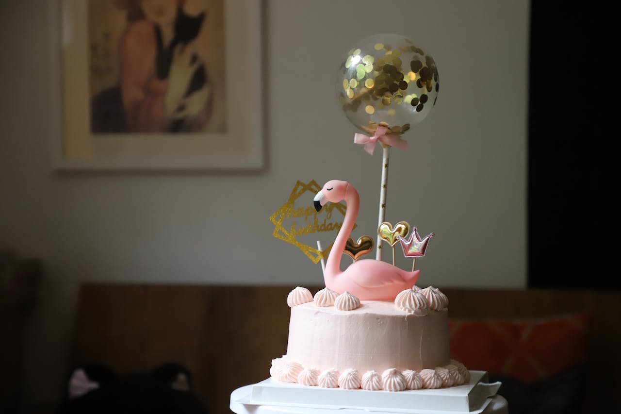 Pink Flamingo On Top Of A Cake