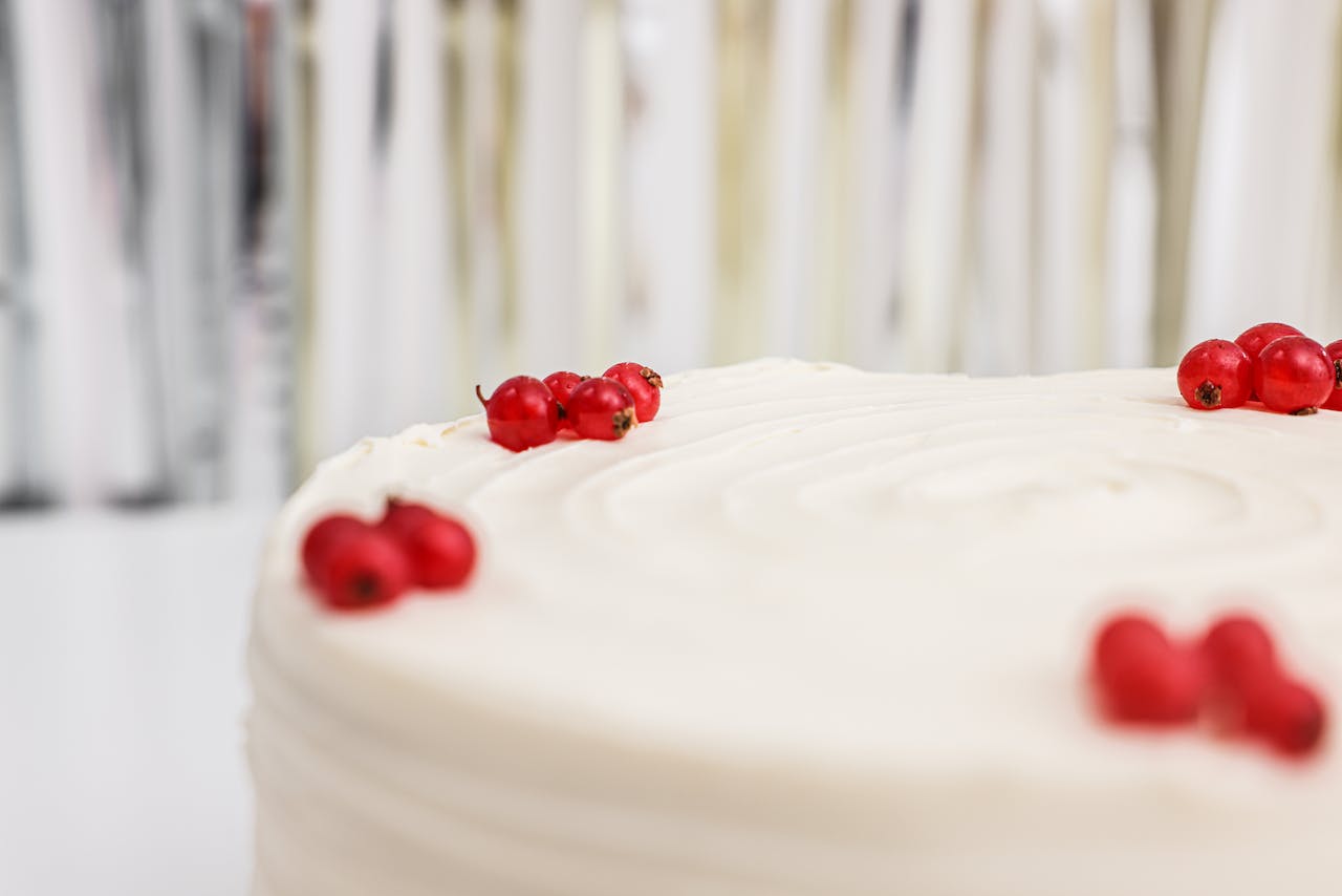 Delicious Birthday Cake with Red Cherries on Top
