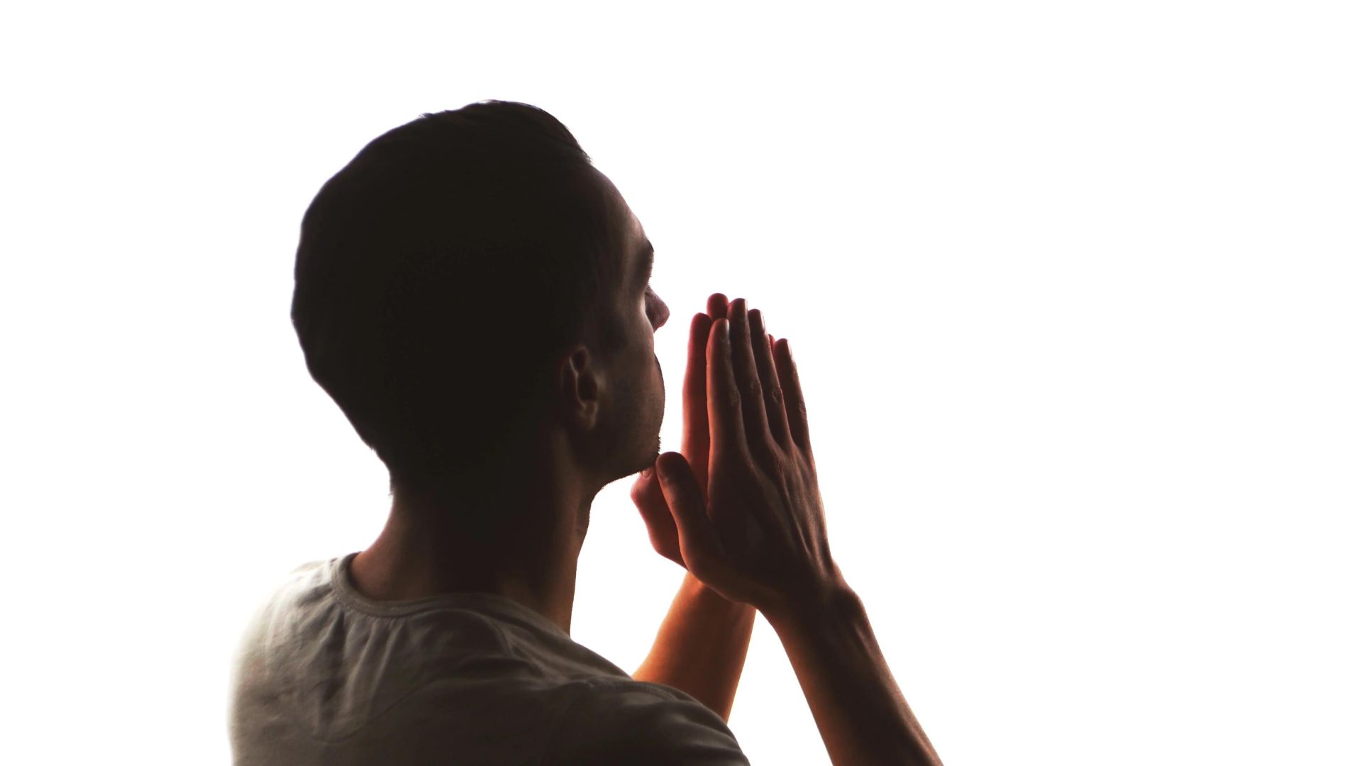 Man praying to God - Concept of faith and religion
